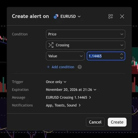 The window for a new alert.